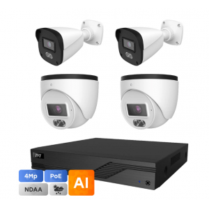 Комплект IP-відеонагляду на 4 камери TVT IP-Video Kit 4x4Mp (T/B) PoE: 2 купольні 4Mp відеокамери + 2 циліндричні 4Mp відеокамери + 4-канальний 6Mp відеореєстратор