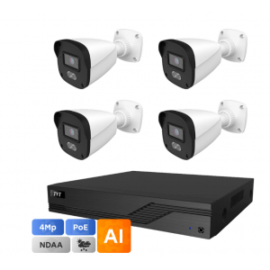 Комплект IP-відеонагляду на 4 камери TVT IP-Video Kit 4x4Mp (B) PoE: 4 циліндричні 4Mp відеокамери + 4-канальний 6Mp відеореєстратор