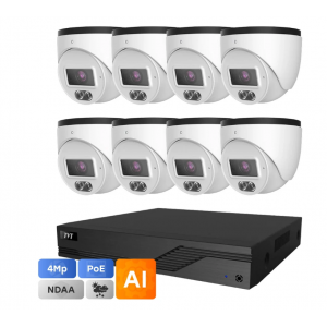Комплект IP-відеонагляду на 8 камер TVT IP-Video Kit 8x4Mp (T) PoE: 8 купольних 4Mp відеокамери + 8-канальний 6Mp відеореєстратор