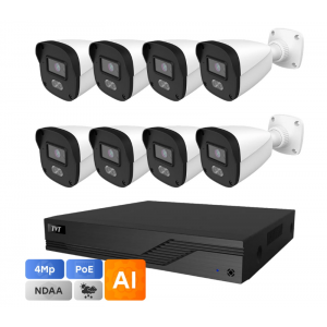 Комплект IP-відеонагляду на 8 камер TVT IP-Video Kit 8x4Mp (B) PoE: 8 циліндричних 4Mp відеокамери + 8-канальний 6Mp відеореєстратор
