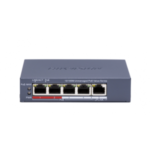 Комутатор 4 порти некерований Hikvision DS-3E0105P-E/M(C) POE