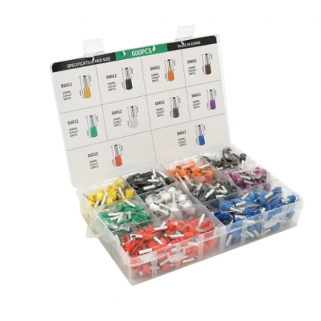 (E0508w-600 E2508b-250,E1008r-350,E1508bl-300,E4009gr-60,E7508gr-400,E6012y-40) Набор клемм/наконечников 2000шт
