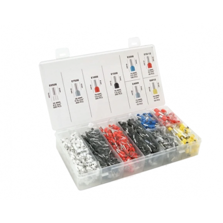 (E0508w-550 E2508b-100,E1008r-350,E1508bl-300,E4009gr-70,E7508gr-400,E6012y-50,E1012r-30) Набор клемм/наконечников 1800шт