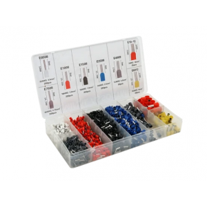 (E0508w-200, E7508g-200, E1008r-200, E1508bl-250, E2508b-250, E4009g-50, E6012y-25, E1012r-25) Набор клемм/наконечников 1200шт