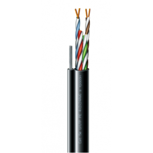 Cat. 5e U/UTP  РЕ steel cord 4x2x24 AWG (k) трос (70910181) бухта 500м. Кабель витая пара ЗЗЦМ (UTP медь уличный с тросом)