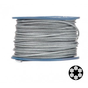 APRO 3мм (2+1мм) DIN 3055 (6x7+FC) бухта 200м в ПВХ оплетке оцинкованный Трос