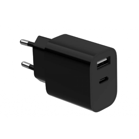 Gembird TA-UC-2AC12-01-BK 1xUSB-A+1xUSB-C 5V/2.4A 12W Сетевое зарядное устройство