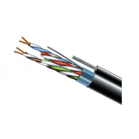 Cat. 5e F/UTP PE 4х2х24 AWG + S. M. трос (к)(72113) бухта 500м. Кабель витая пара ЗЗЦМ (FTP медь уличный с тросом)