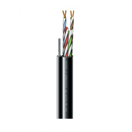 Cat. 5e U/UTP  РЕ steel cord 4x2x24 AWG (k) трос (70910181) бухта 500м. Кабель витая пара ЗЗЦМ (UTP медь уличный с тросом)