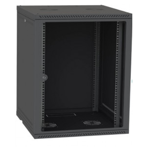 IPCOM 15U 600x600 Шафа телекомунікаційна двері скло (чорна)