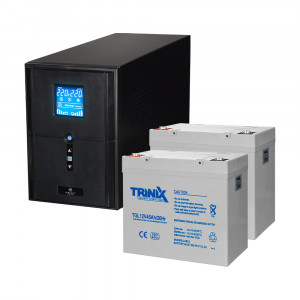 Комплект резервного живлення: ДБЖ Kraft PSW2000VA/1600W(LCD)24V UPS + акумулятор Trinix 45 Аг гелевий (2 шт.)