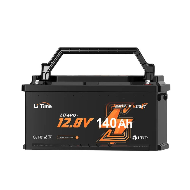 Акумуляторна батарея літій-залізо-фосфатна з Bluetooth 12.8В 140А*год LiFePO4 LiTime H190 L12V140-150-H190-BT-4-AC150