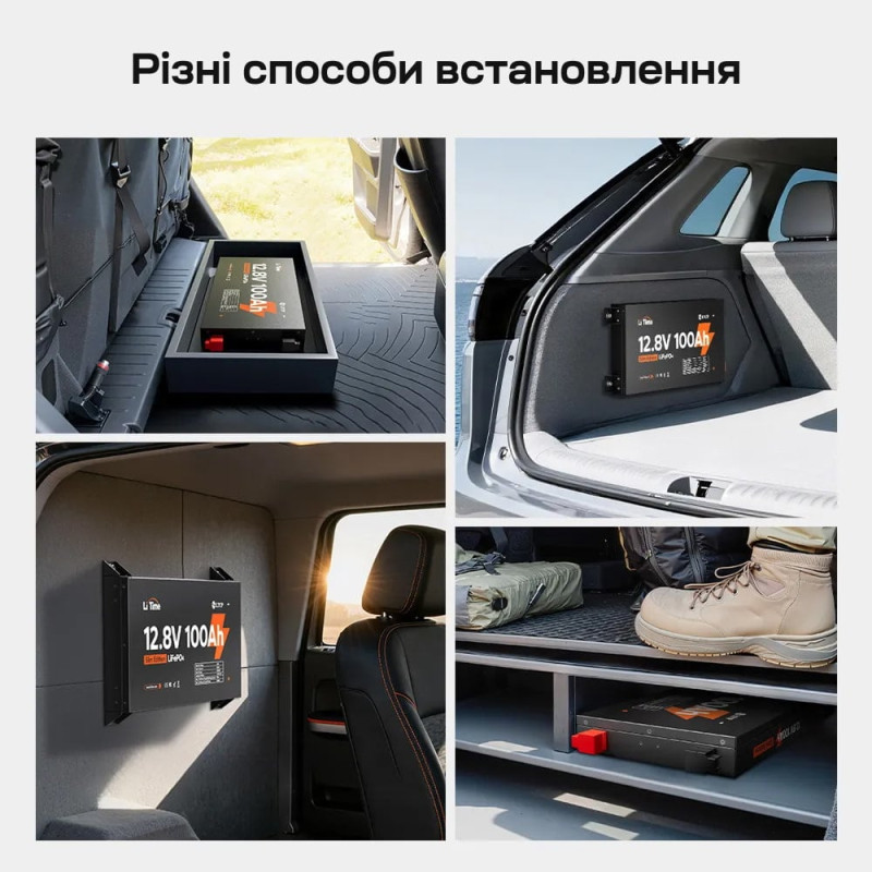 Акумуляторна батарея літій-залізо-фосфатна 12.8В 100А*год LiFePO4 LiTime Slim 12V100-100-SLIM-LTCP-4-SE100 ультратонка