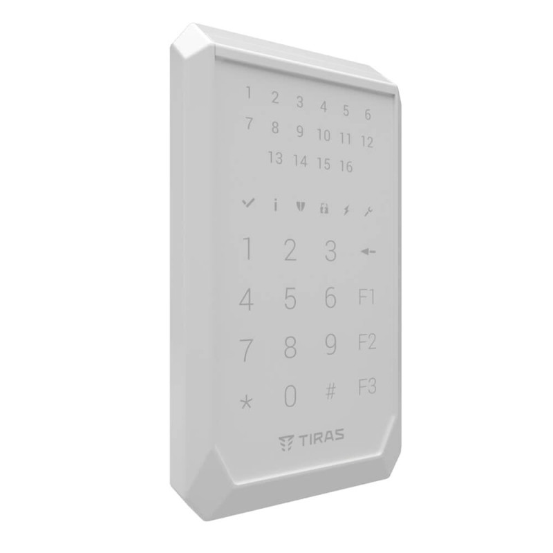 Клавіатура Tiras K-PAD16+ White на 16 індикаторів зон з вбудованим зчитувачем NFC/Mifare