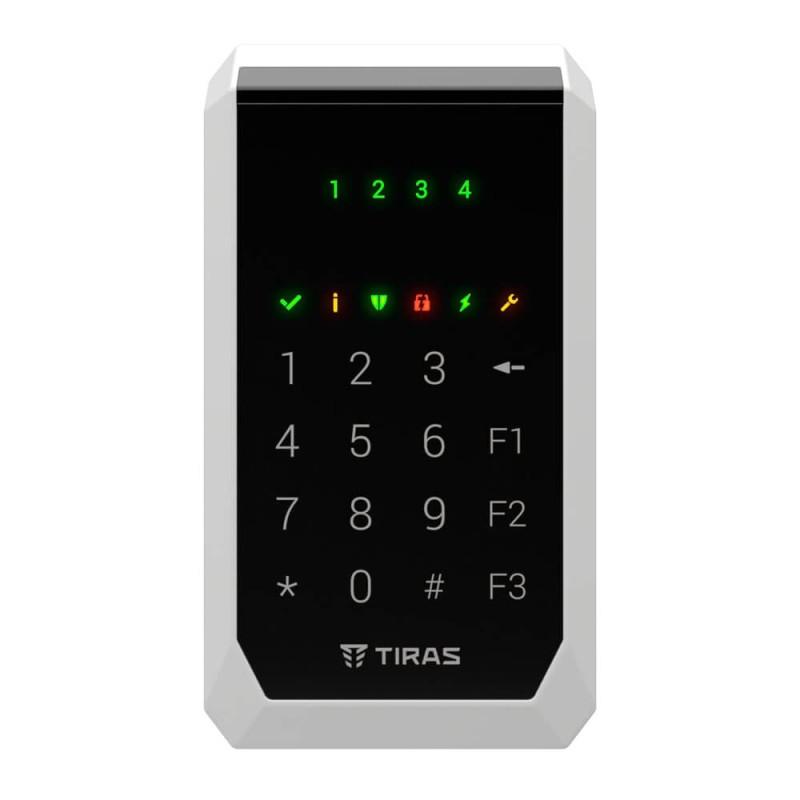 Клавіатура Tiras K-PAD4+ Black на 4 індикатори зон з вбудованим зчитувачем NFC/Mifare