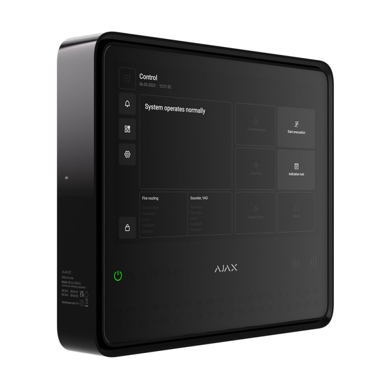 Бездротовий ППКП Ajax EN54 Fire Hub Jeweller Black з Wi-Fi, 2G/4G, Ethernet, підтримкою до 200 пристроїв та 40 пожежних зон