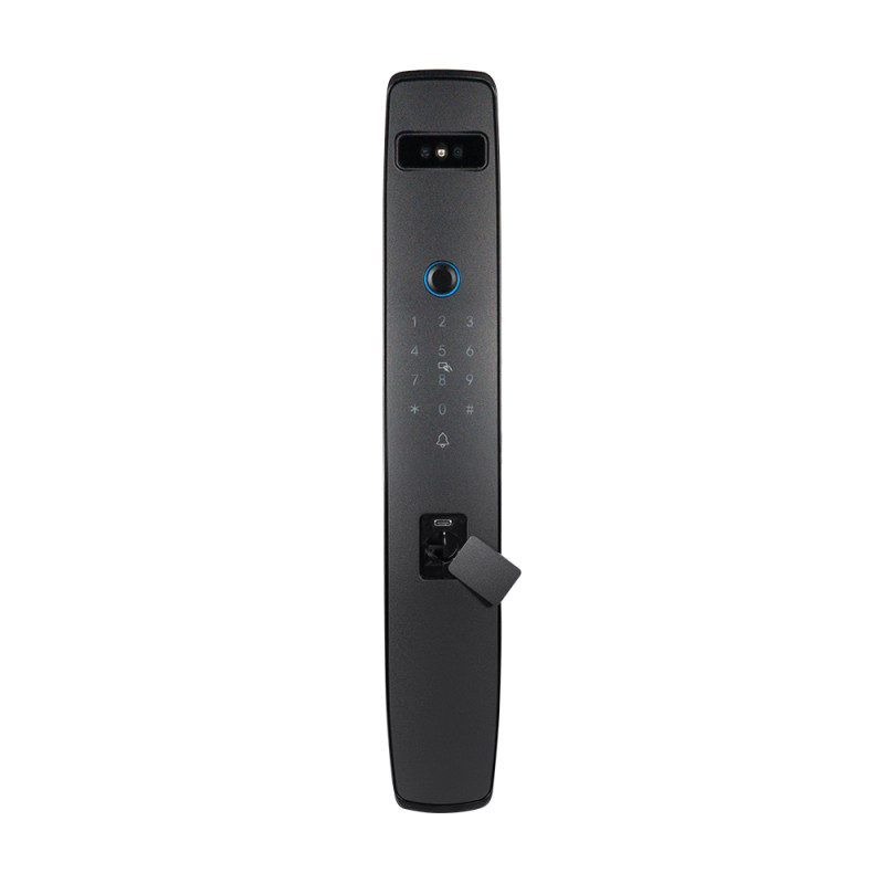 Замок біометричний автономний Trinix TRL-8803BTV Black L/R з Bluetooth та Wi-Fi, розпізнаванням облич, долоней, зчитувачем відбитків пальців і карт Mifare