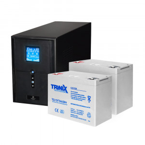 Комплект резервного живлення: ДБЖ Kraft PSW2000VA/1600W(LCD)24V UPS + акумулятор Trinix 75 Аг гелевий (2 шт.)
