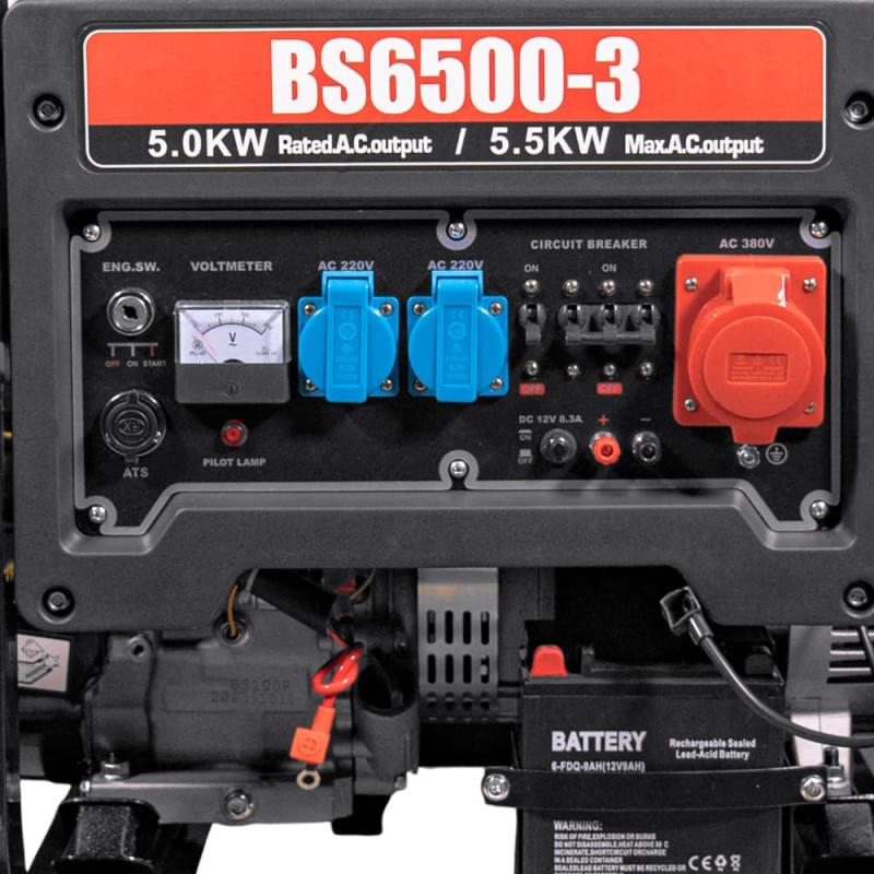 Генератор бензиновий трифазний 5 кВт Bison BS6500-3