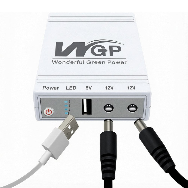 Джерело безперебійного живлення з блоком живлення Mini UPS WGP UPS103C Quick Charge 20000mAh 5V/12V/12V, Li-ion 4*5Ah, для роутера та оптичного терміналу