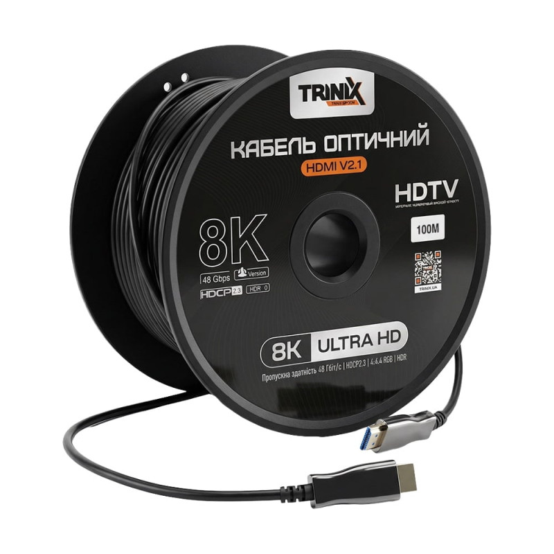 Кабель HDMI V2.1 оптичний Trinix 100м (AOC-HDMI8k-100m)