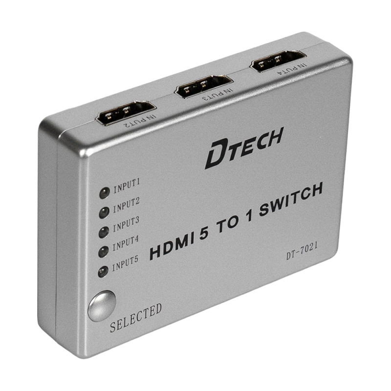 Комутатор 4K@30Hz HDMI 5x1 Dtech DT-7021 (MS)