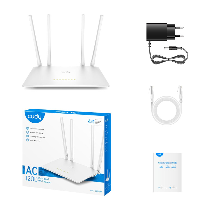 WiFi 5 маршрутизатор Cudy WR1200 дводіапазонний AC1200