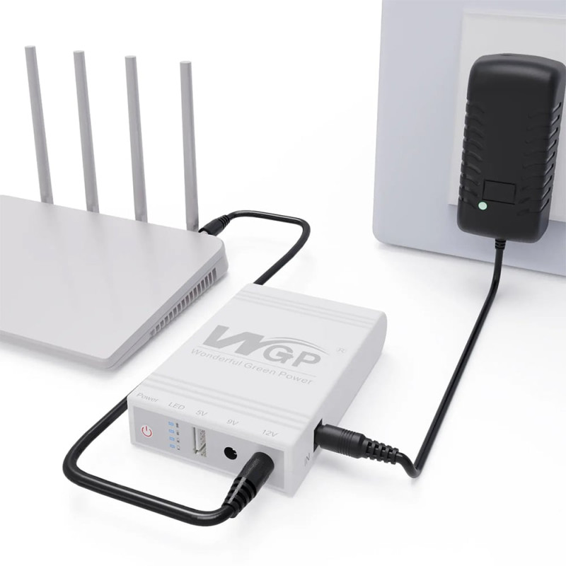 Джерело безперебійного живлення Mini UPS WGP UPS103C 16000mAh 5V/9V/12V, Li-ion 4*4Ah, для роутера і медіаконвертера