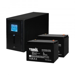 Комплект резервного живлення: ДБЖ Kraft PSW1000VA/800W(LCD)24V UPS + акумулятор Trinix 100 Аг AGM (2 шт.)