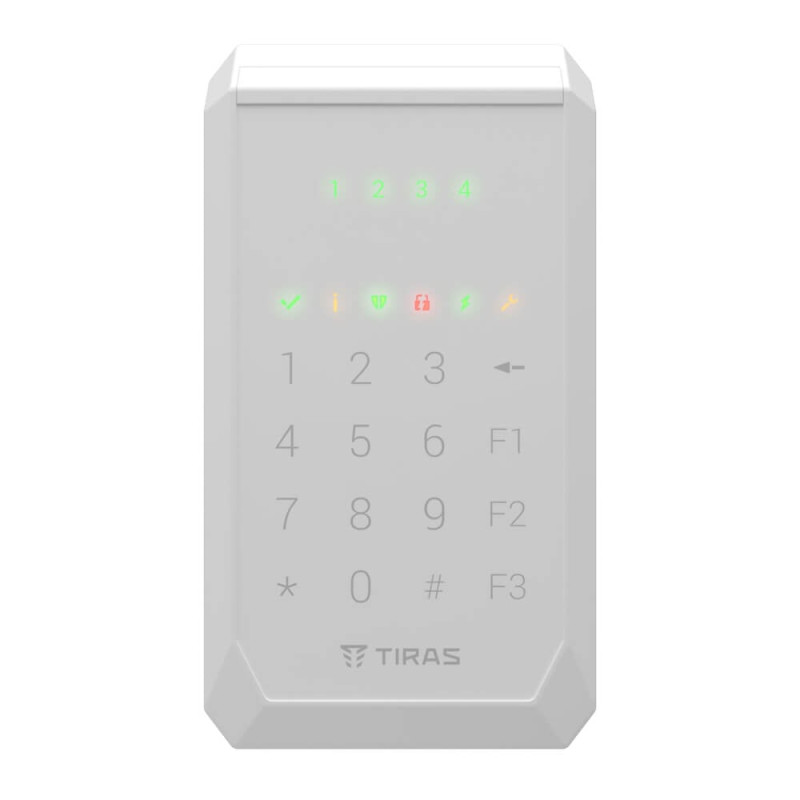 Клавіатура Tiras K-PAD4+ White на 4 індикатори зон з вбудованим зчитувачем NFC/Mifare