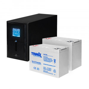 Комплект резервного живлення: ДБЖ Kraft PSW1500VA/1200W(LCD)24V UPS + акумулятор Trinix 75 Аг гелевий (2 шт.)