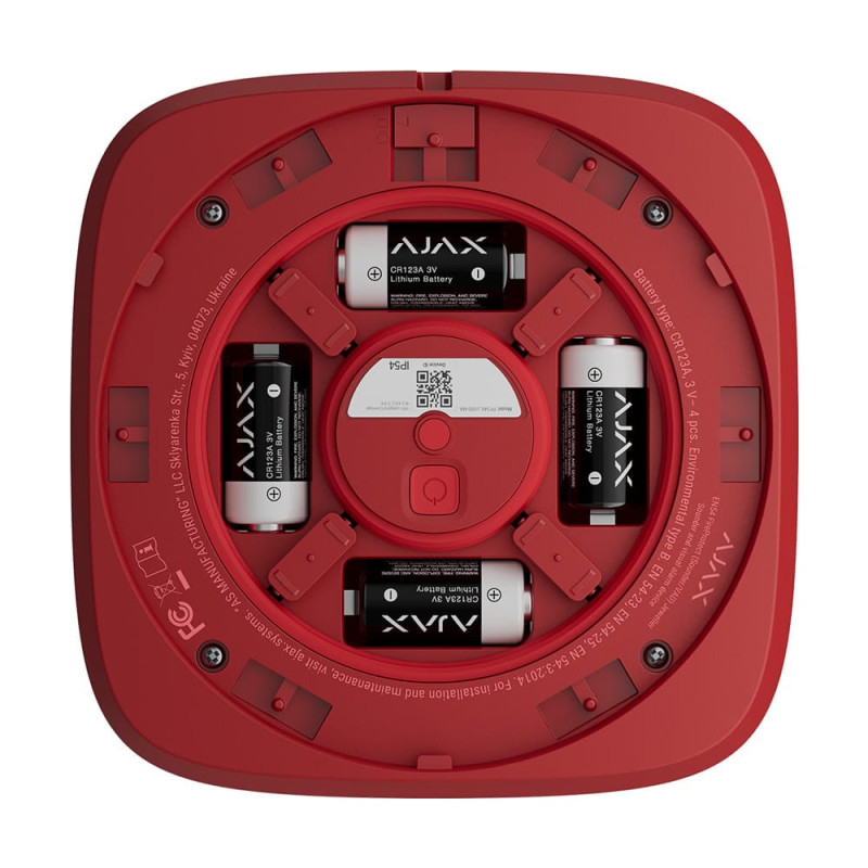 Бездротовий адресний пожежний оповіщувач світлозвуковий Ajax EN54 FireProtect (Sounder/VAD) Jeweller Red