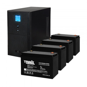 Комплект резервного живлення: ДБЖ Kraft PSW3000VA/2400W(LCD)48V UPS + акумулятор Trinix 100 Аг AGM (2 шт.)