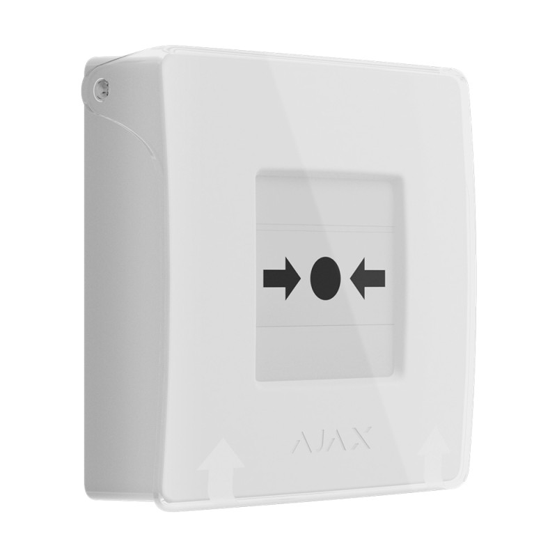 Бездротова кнопка для активації пожежної тривоги вручну Ajax ManualCallPoint White Jeweller