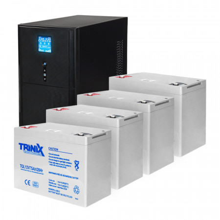 Комплект резервного живлення: ДБЖ Kraft PSW3000VA/2400W(LCD)48V UPS + акумулятор Trinix 75 Аг гелевий (4 шт.)