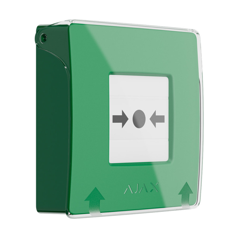 Бездротова кнопка для активації пожежної тривоги вручну Ajax ManualCallPoint Green Jeweller