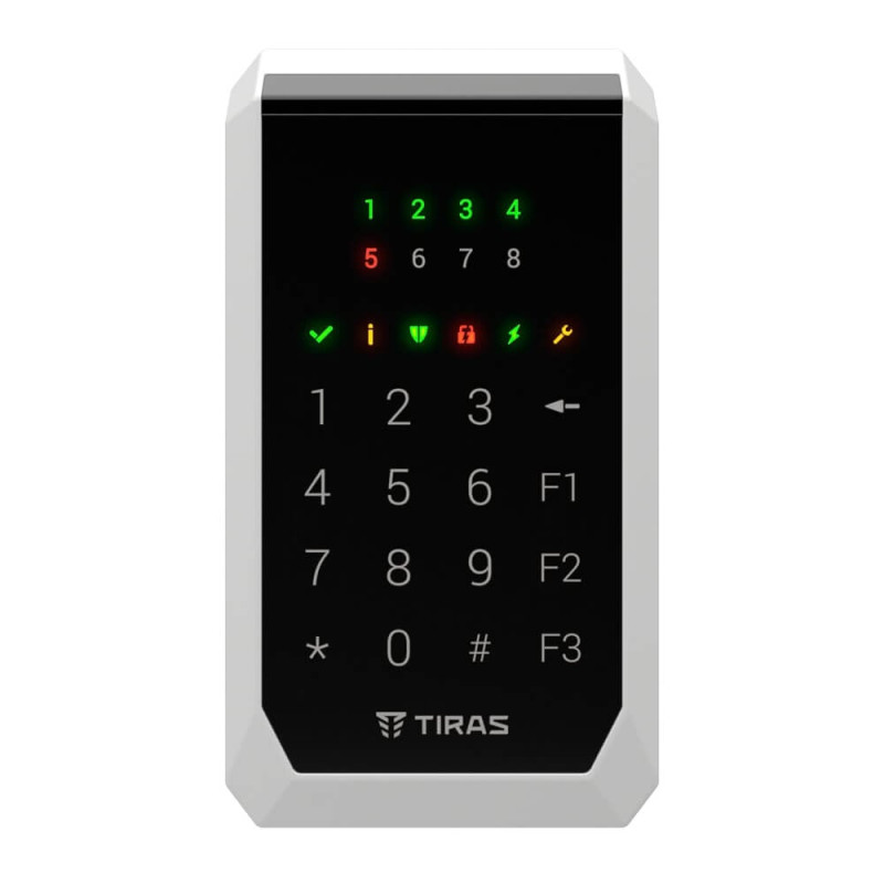 Клавіатура Tiras K-PAD8+ Black на 8 індикаторів зон з вбудованим зчитувачем NFC/Mifare