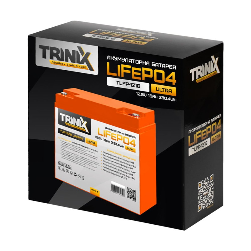 Акумуляторна батарея літій-залізо-фосфатна 12.8В 18А*год Trinix TLFP-1218 Ultra LiFePO4 (Orange)
