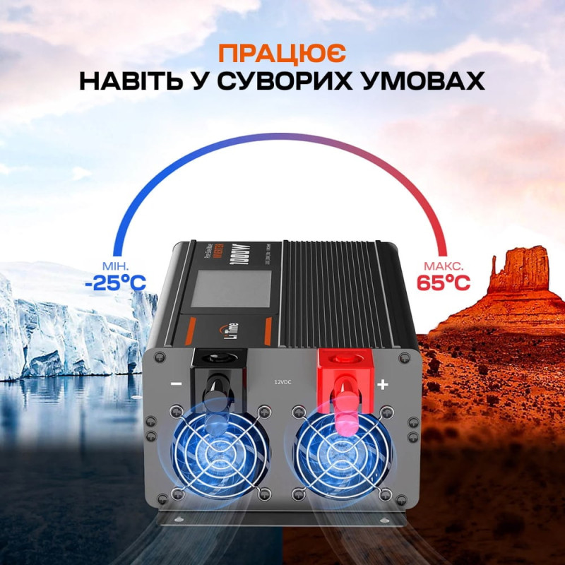 Автономний однофазний інвертор 1kW/12V LiTime L12V1KW-EN-D