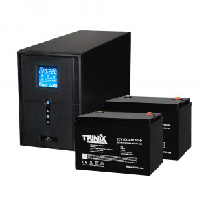 Комплект резервного живлення: ДБЖ Kraft PSW2000VA/1600W(LCD)24V UPS + акумулятор Trinix 100 Аг AGM (2 шт.)