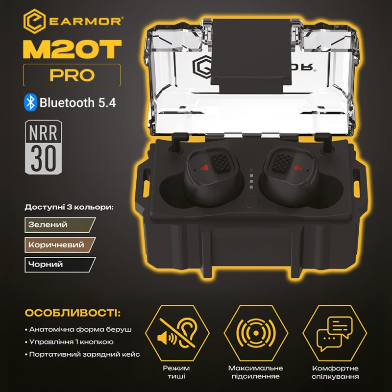 Активні захисні навушники (беруші) Earmor M20T PRO Foliage Green з Bluetooth 5.4
