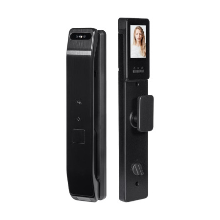 Замок біометричний автономний Trinix TRL-8804BTV Black L/R з Bluetooth та Wi-Fi, розпізнаванням облич, долоней, зчитувачем відбитків пальців і карт Mifare