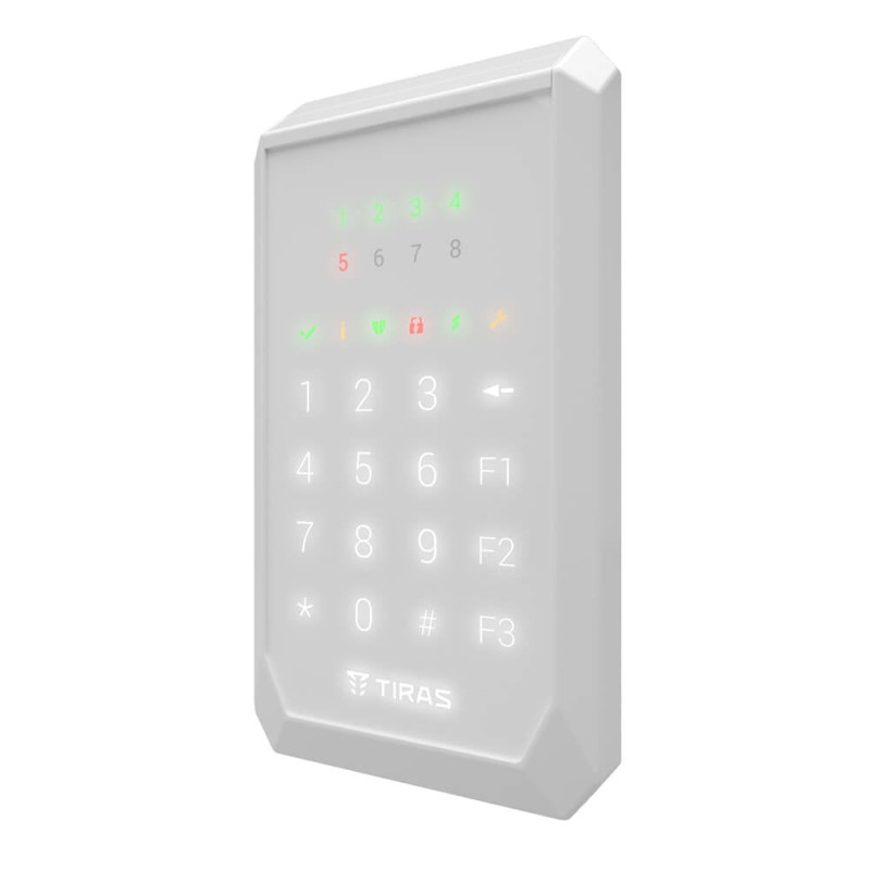 Клавіатура Tiras K-PAD8+ White на 8 індикаторів зон з вбудованим зчитувачем NFC/Mifare
