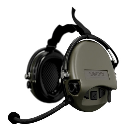 Активні навушники для стрільби Sordin Supreme Mil CC Neckband Green Nexus із заднім тримачем під шолом