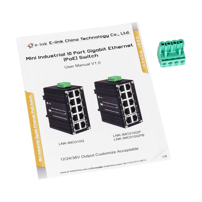 PoE-комутатор 10-портовий E-LINK LNK-IMC010GPB з 8 портами PoE