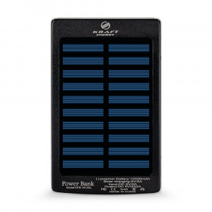 Повербанк з сонячною панеллю 10000mAh Power Bank Kraft KPB-1012SL Black LED-ліхтар