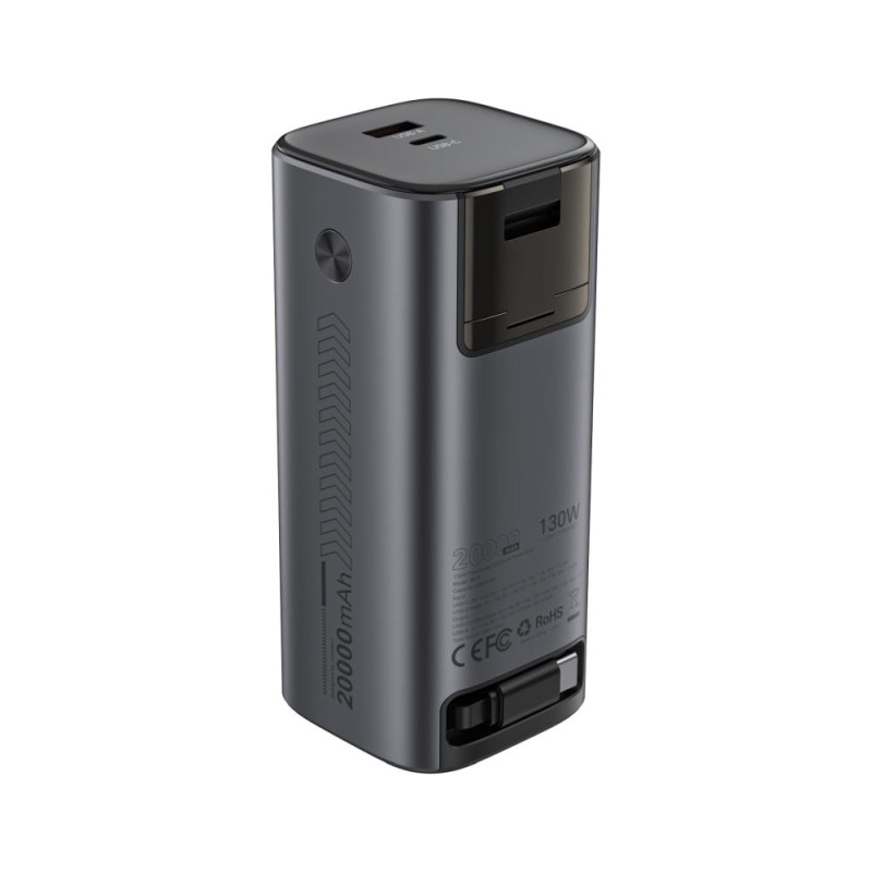 Повербанк 20000mAh Choetech B815 Grey 130W QC3.0 PD3.0 TFT Smart дисплей, вбудований кабель