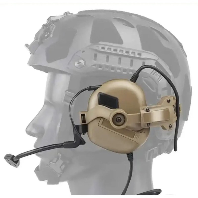 Активні захисні навушники Earmor M32H MARK3 ARC (CB) Coyote Brown з гарнітурою та кріпленням на шолом