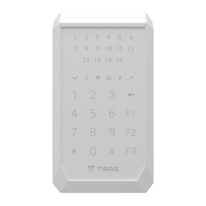 Клавіатура Tiras K-PAD16+ White на 16 індикаторів зон з вбудованим зчитувачем NFC/Mifare