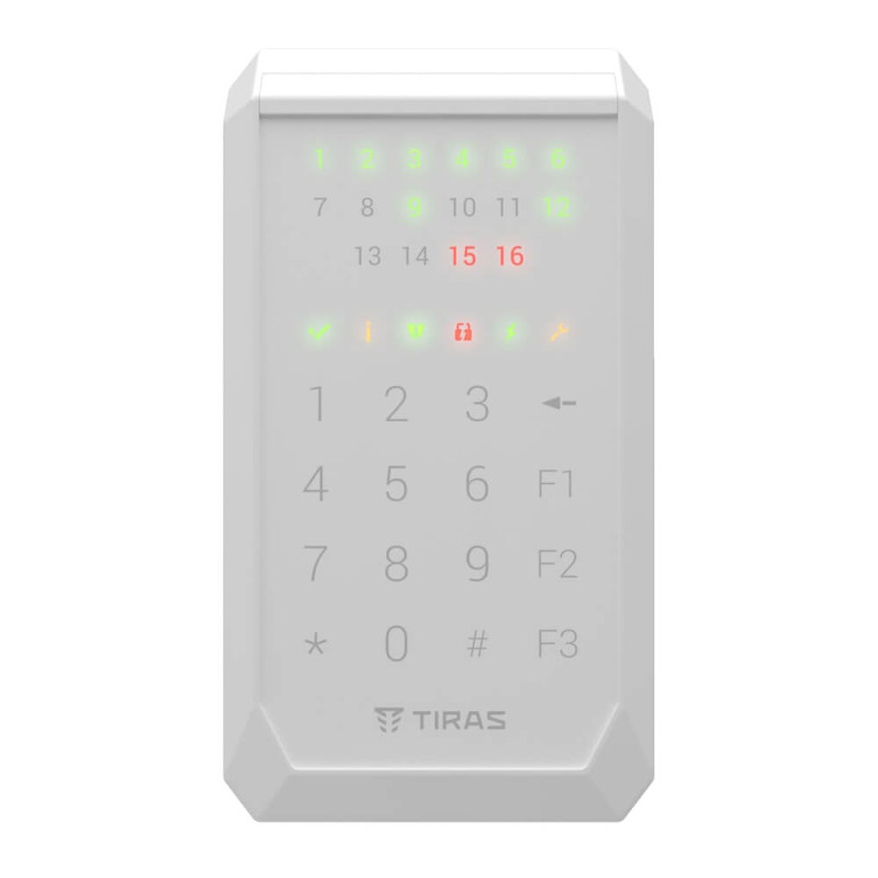 Клавіатура Tiras K-PAD16+ White на 16 індикаторів зон з вбудованим зчитувачем NFC/Mifare
